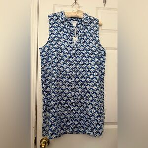 NWT Sigrid Olsen Navy and White Sleeveless Patterned Tunic Dress